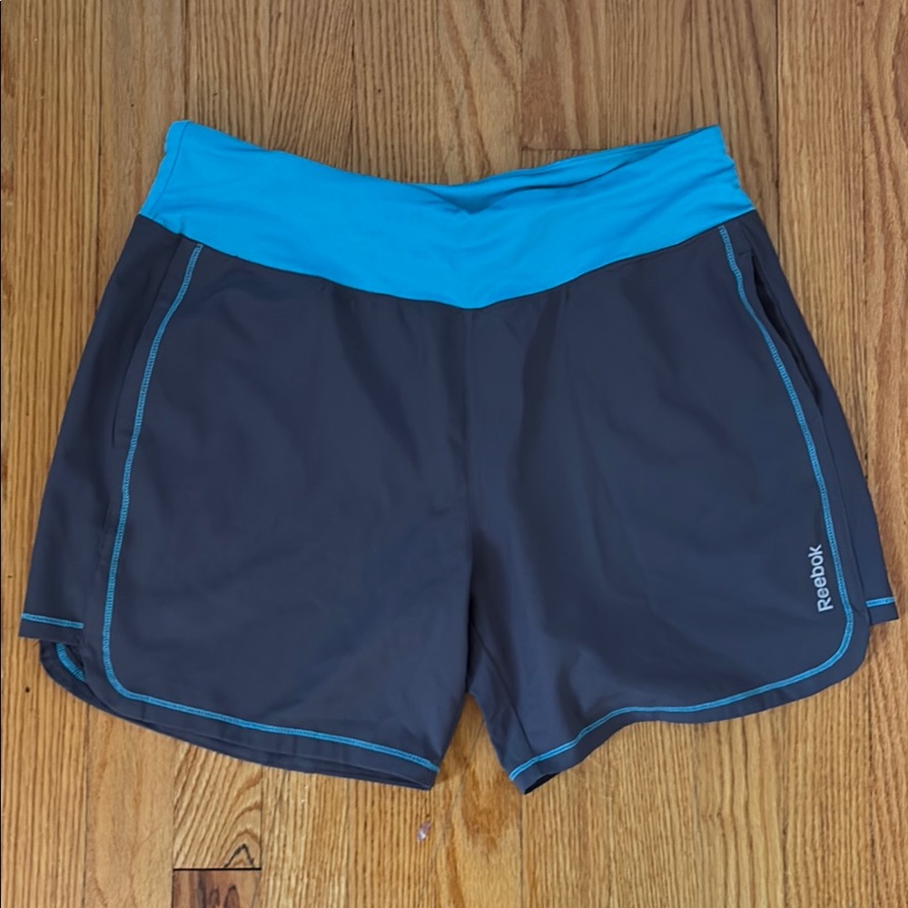 Reebok Charcoal and Teal Running Shorts